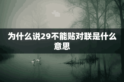 为什么说29不能贴对联是什么意思